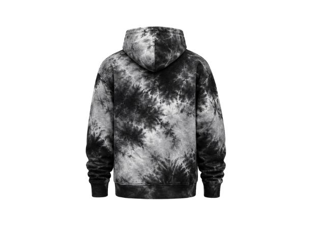 Tie Dye Full Zip Hoodie Black Grey and White All Over Design | B2B Low MOQ
