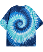 Tie Dye Drop Shoulder T Shirt Blue Aqua and White Spiral Design | B2B Low MOQ
