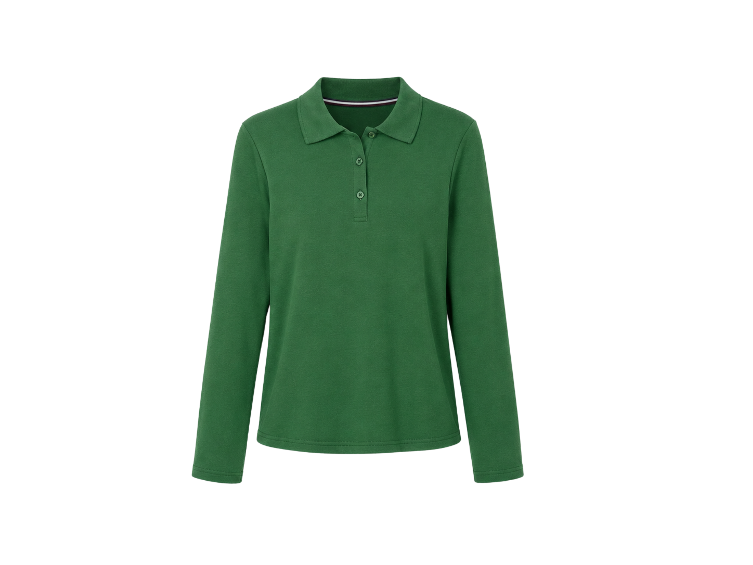 School Long Sleeve Fitted Picot Collar Polo Forest Green | B2B Low MOQ Wholesale