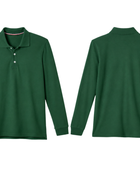 School Uniform Long Sleeve Polo Shirt Dark Green B2B