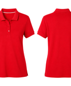 School Short Sleeve Fitted Stretch Piqué Polo Red | B2B Low MOQ Wholesale