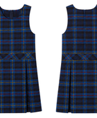 School Plaid Box Pleat Jumper Navy Royal Blue | B2B Low MOQ Wholesale