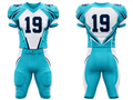 Wholesale Aqua and White American Football Uniform Set – Polyester Jersey & Pants