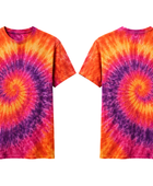 Tie Dye T Shirt Orange Purple and Pink Spiral Design | B2B Low MOQ