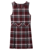 School Plaid Box Pleat Jumper Burgundy Grey White | B2B Low MOQ Wholesale