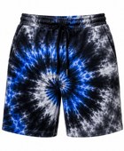 Tie Dye Drawstring Shorts Black Blue and White Spiral Design | B2B Low MOQ