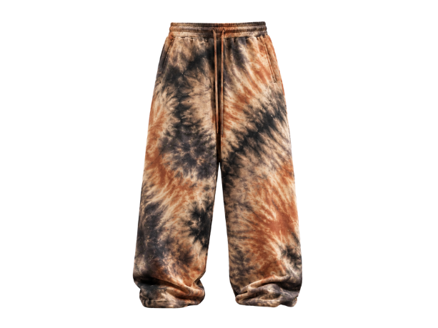 Tie Dye Baggy Trousers Brown Black and Beige All Over Design | B2B Low MOQ front design preview