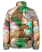 Tropical Wildlife-Print Sublimated Puffer Jacket – Beige, Green, Aqua and Pink | B2B Low MOQ