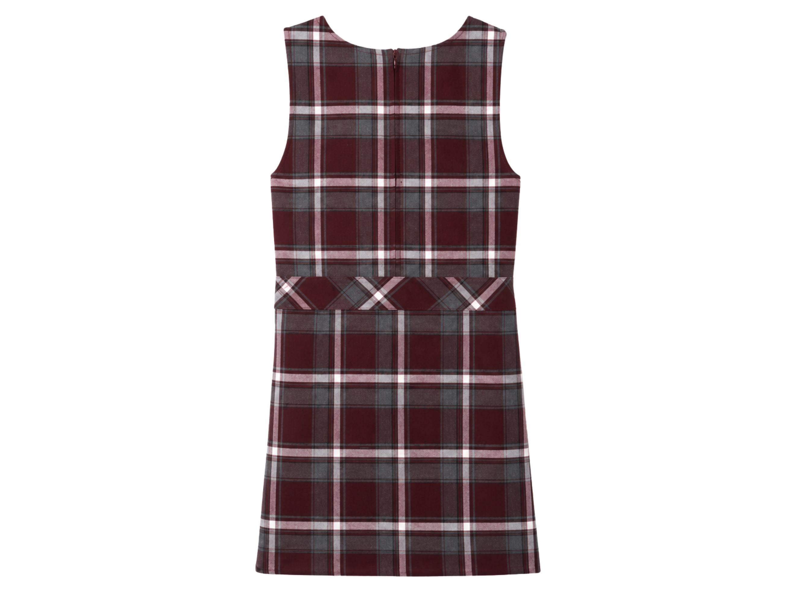 School Plaid Box Pleat Jumper Burgundy Grey White | B2B Low MOQ Wholesale