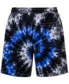 Tie Dye Drawstring Shorts Black Blue and White Spiral Design | B2B Low MOQ