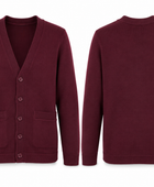 School V-Neck Sweater Cardigan Burgundy | B2B Low MOQ Wholesale Manufacturer