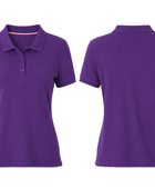 School Short Sleeve Fitted Stretch Piqué Polo Purple | B2B Low MOQ Wholesale
