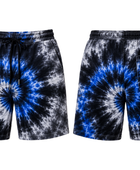 Tie Dye Drawstring Shorts Black Blue and White Spiral Design | B2B Low MOQ