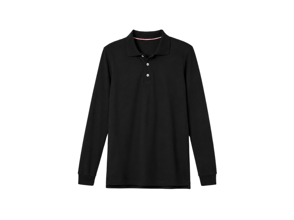Custom School Uniform Long Sleeve Polo Shirt Black B2B School Uniform Manufacturer front design preview