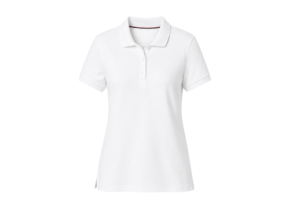 School Short Sleeve Fitted Stretch Piqué Polo White | B2B Low MOQ Wholesale front design preview