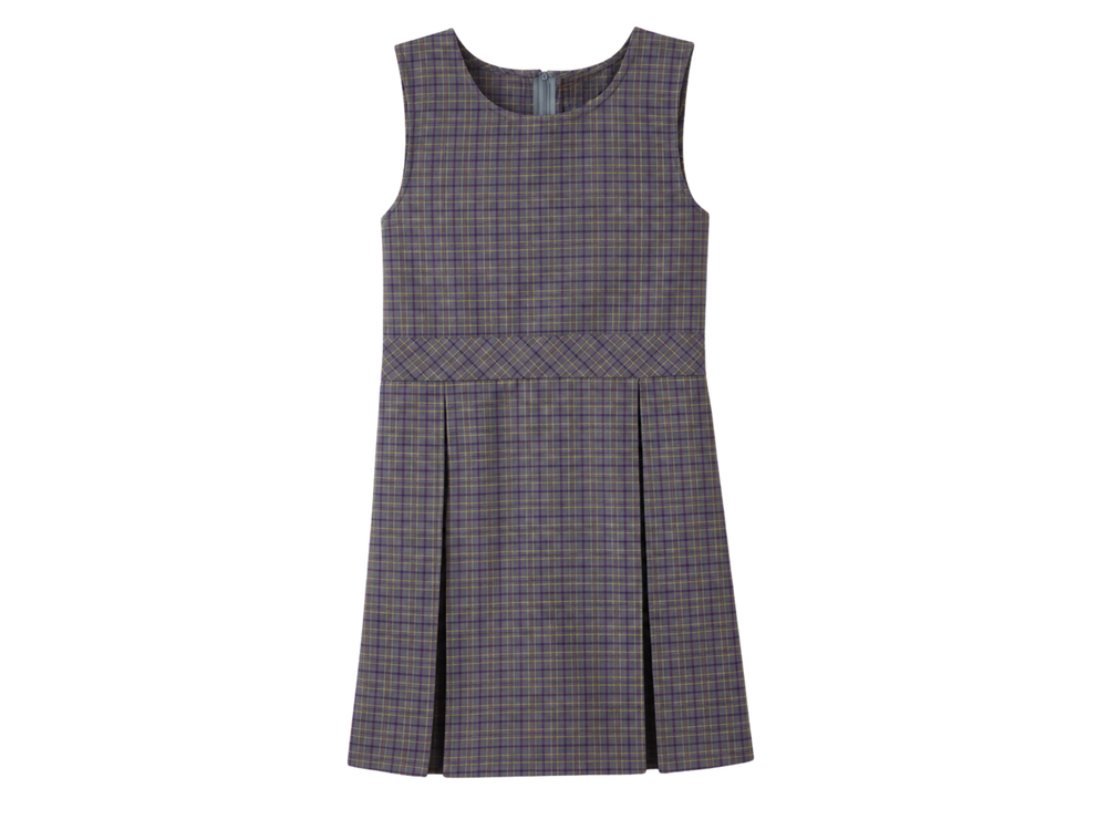 School Plaid Box Pleat Jumper Grey | B2B Low MOQ Wholesale front design preview
