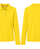 School Long Sleeve Fitted Picot Collar Polo Yellow | B2B Low MOQ Wholesale