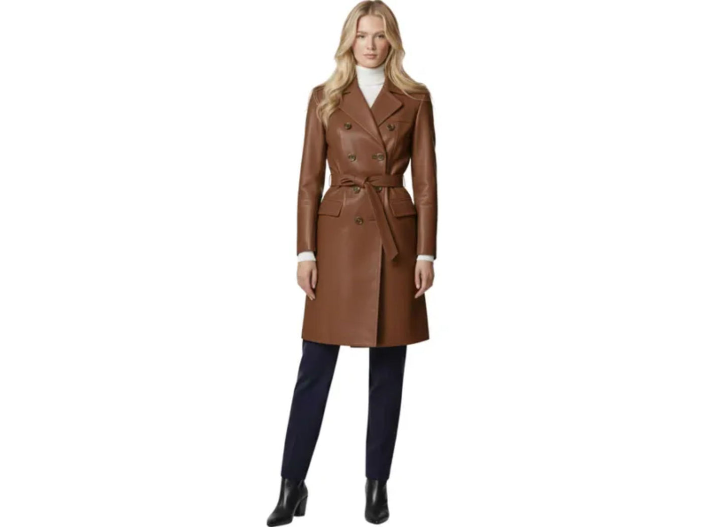 Women’s Full Grain Cowhide Leather Trench Coat Wholesale Custom Private Label Outerwear Manufacturer