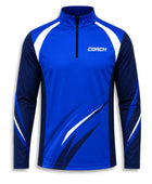 Custom Tennis Coach Quarter-Zip – Blue Navy Team Training Top for Wholesale