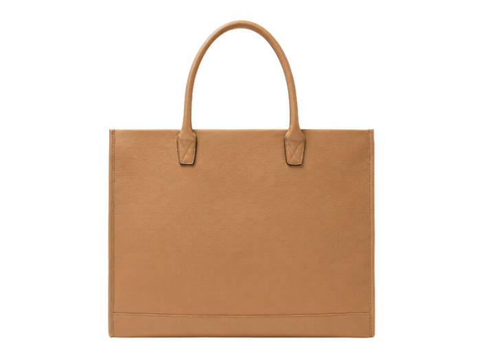 B2B  Leather Tote Bag Camel Tan Low MOQ Manufacturer front design preview