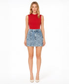 Custom Women’s Tonal-Motif Denim Mini Skirt