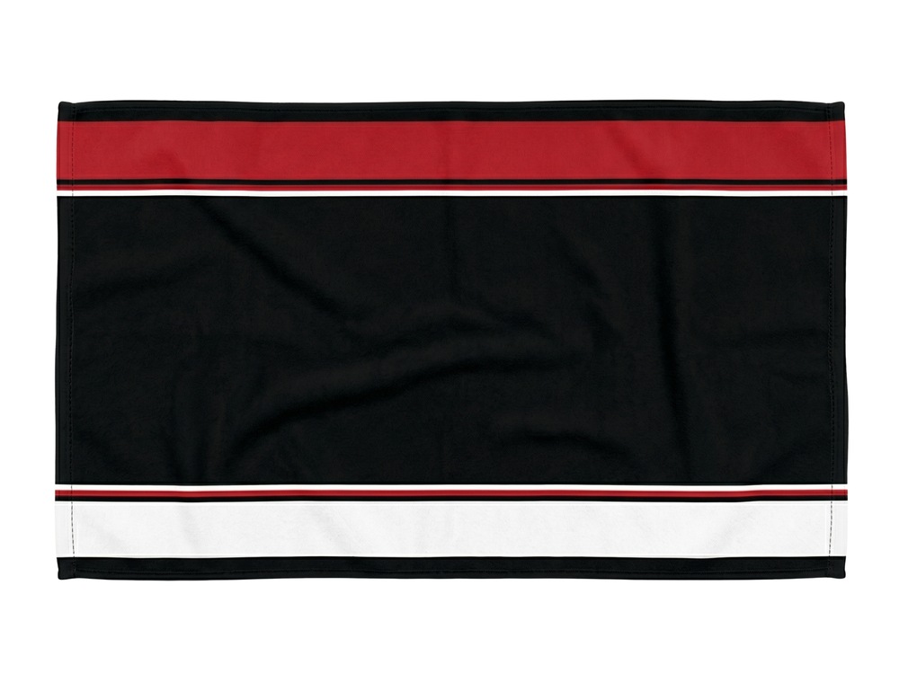 B2B Cornhole Sports Towel Black Red White Team Towel Low MOQ front design preview