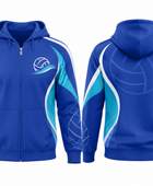Custom Blue Volleyball Hoodie Jacket – Wholesale Team Warm-Up Hoodie for Clubs