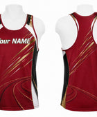 Custom Track & Field Running Singlet | Wholesale Athletics Vest | Maroon Black Gold | Apparels Bridge