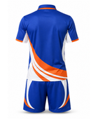 Custom Tennis Uniform – Blue & Orange Polo & Shorts Set, Wholesale Bulk, Low MOQ, Team Uniform