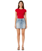 Custom Women’s Light Blue Denim Mini Skirt for Private Labels