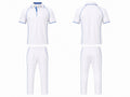 Custom Cricket White Uniform Set – Shirt & Trouser with Blue Accents