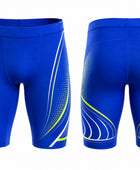 Custom Track & Field Compression Shorts | Wholesale Athletics Sprint Shorts | Blue White Green | Apparels Bridge