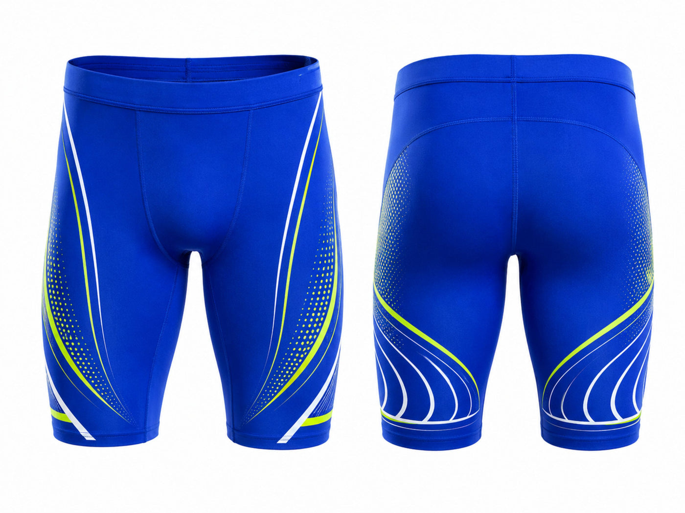 Custom Track & Field Compression Shorts | Wholesale Athletics Sprint Shorts | Blue White Green | Apparels Bridge