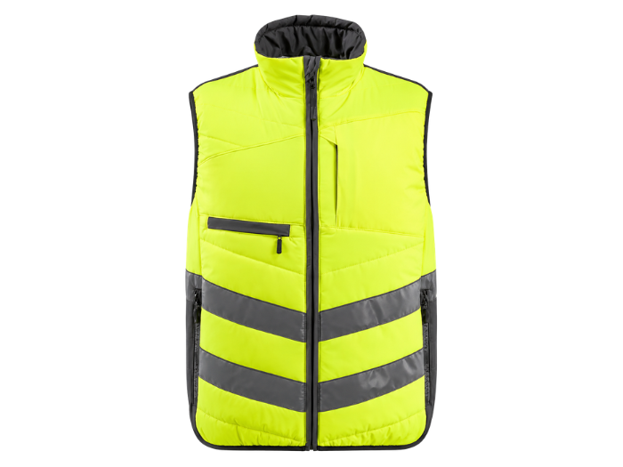 Workwear Hi-Vis Winter Gilet – Yellow and Dark Anthracite | B2B Low MOQ Manufacturer front design preview