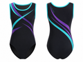 Custom Training Gymnastics Leotard | Wholesale Gym Team Leotard | Black Teal Purple | Apparels Bridge