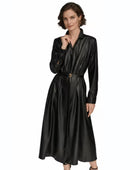 Women’s Genuine Leather Midi Shirt Dress Wholesale | Custom Private Label A-Line Dress Manufacturer