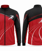 Custom Track & Field Coach Jacket | Wholesale Athletics Staff Jacket | Red Black | Apparels Bridge
