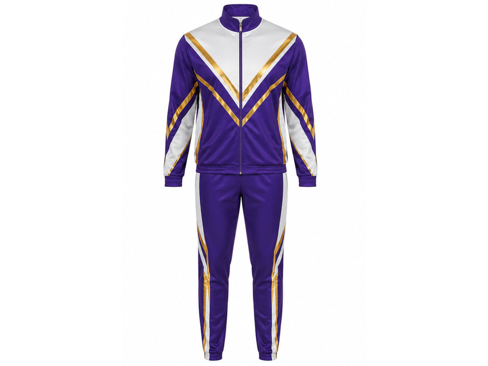 Custom Purple Cheer Warm Up Set – Jacket & Pants for Wholesale Cheer Teams front design preview