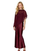 Wholesale Wine Satin Sheath Prom Dress, Custom Floor Length Formalwear Manufacturer for Boutique Private Label Brands
