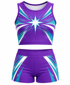 Custom Purple Cheer Practice Wear Set – Crop Top & Shorts for Wholesale Teams