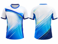 Custom Badminton Jersey – White/Blue/Yellow Team Shirt, Wholesale, Low MOQ, Bulk Sportswear