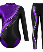 Custom Gymnastics Biketard | Wholesale Gym Team Biketard | Black Purple Gold | Apparels Bridge