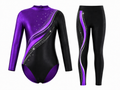 Custom Gymnastics Biketard | Wholesale Gym Team Biketard | Black Purple Gold | Apparels Bridge