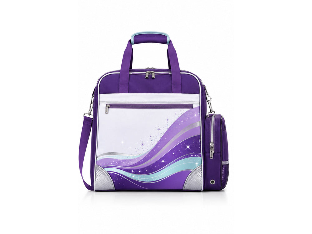 Custom Dance Team Duffle Bag | Wholesale Dancer Kit Bag | Teal White Purple | Apparels Bridge front design preview
