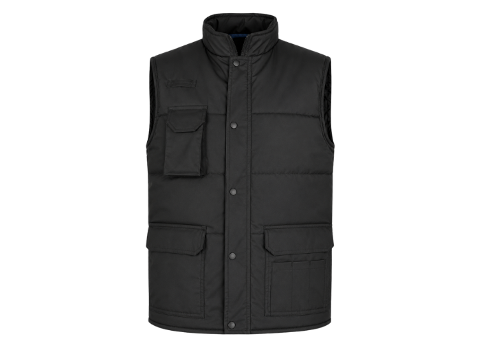 Workwear Padded Body Warmer – Black | B2B Low MOQ Manufacturer front design preview