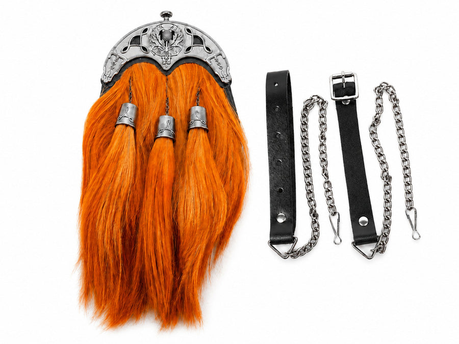 Horsehair Dress Sporran Red with Openwork Silver Cantle | B2B Low MOQ