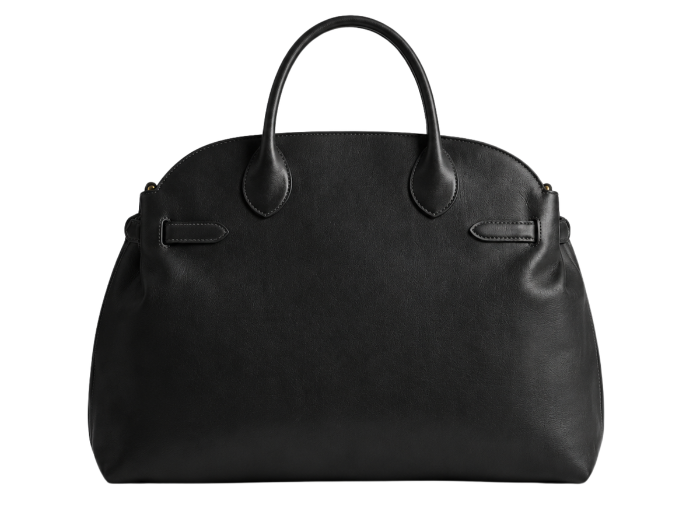 B2B Leather Tote Bag with Shoulder Strap Black Low MOQ Manufacturer front design preview