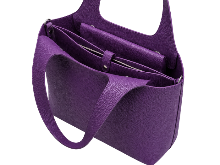 B2B Leather Tote Bag with Cutout Handles Purple Low MOQ  Manufacturer
