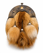 Red Fox Fur Dress Sporran Tan Brown with Engraved Brass Tone Cantle | B2B Low MOQ