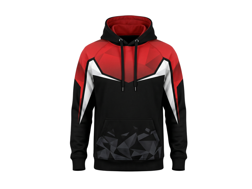 Custom Combat Walkout Hoodie Red Black Fight Teamwear for Wholesale Sports Buyers front design preview